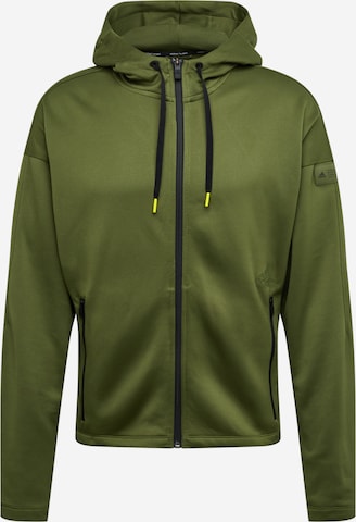 ADIDAS SPORTSWEAR Athletic Zip-Up Hoodie in Green: front