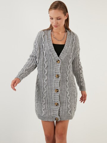 LELA Knit Cardigan in Grey: front