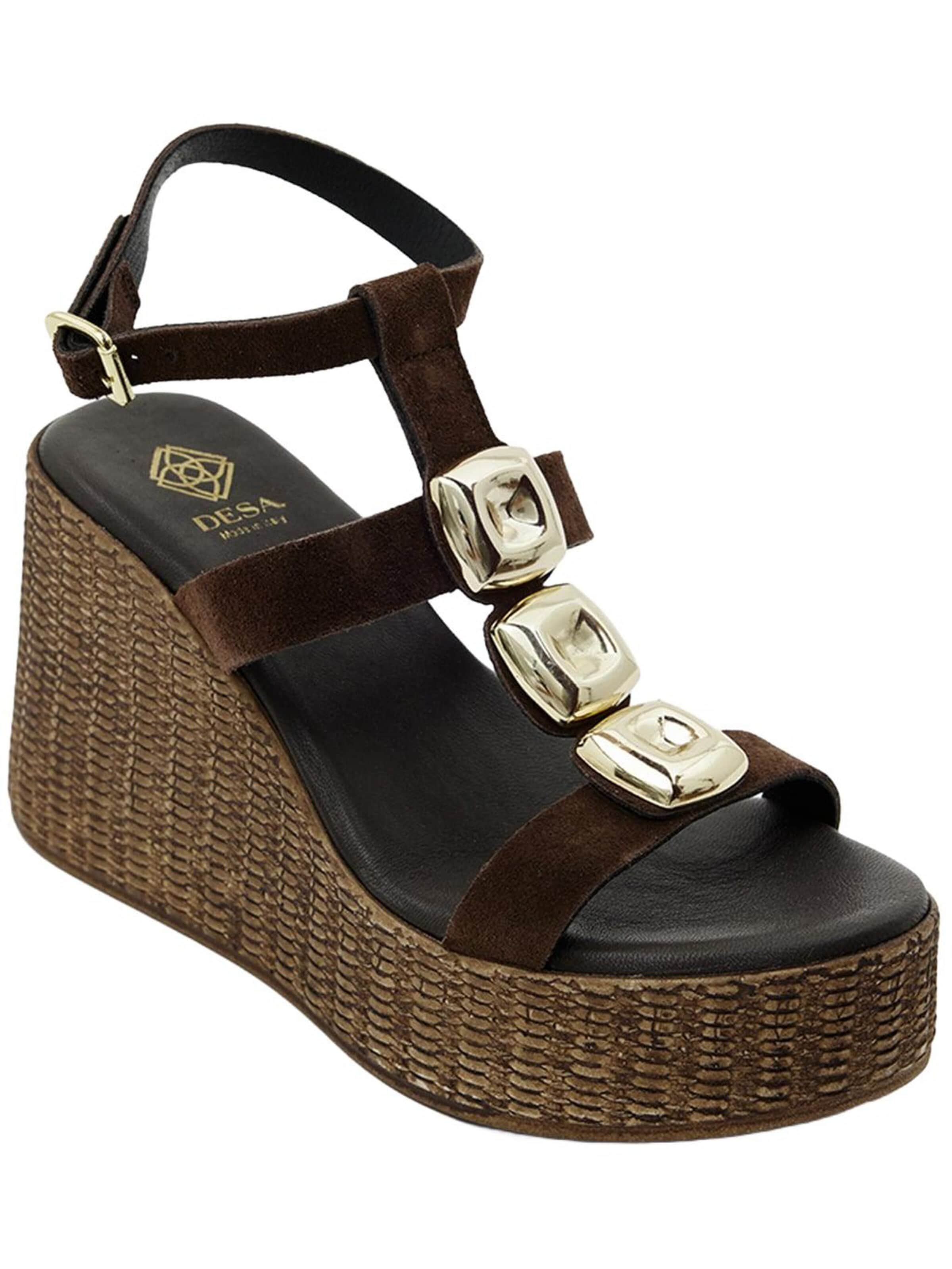 Desa Strap Sandals 'Keilsandalen' in Brown