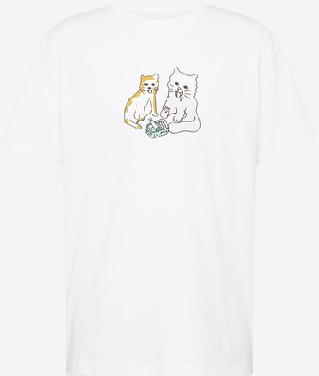 Cleptomanicx Shirt 'Cats' in White: front