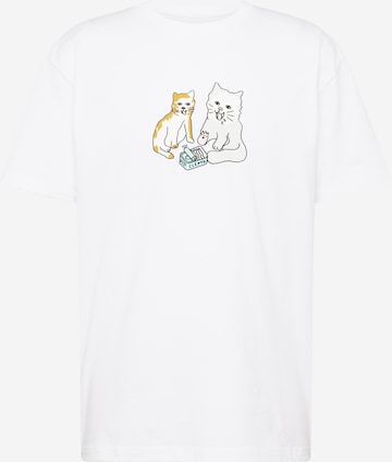 Cleptomanicx Shirt 'Cats' in White: front