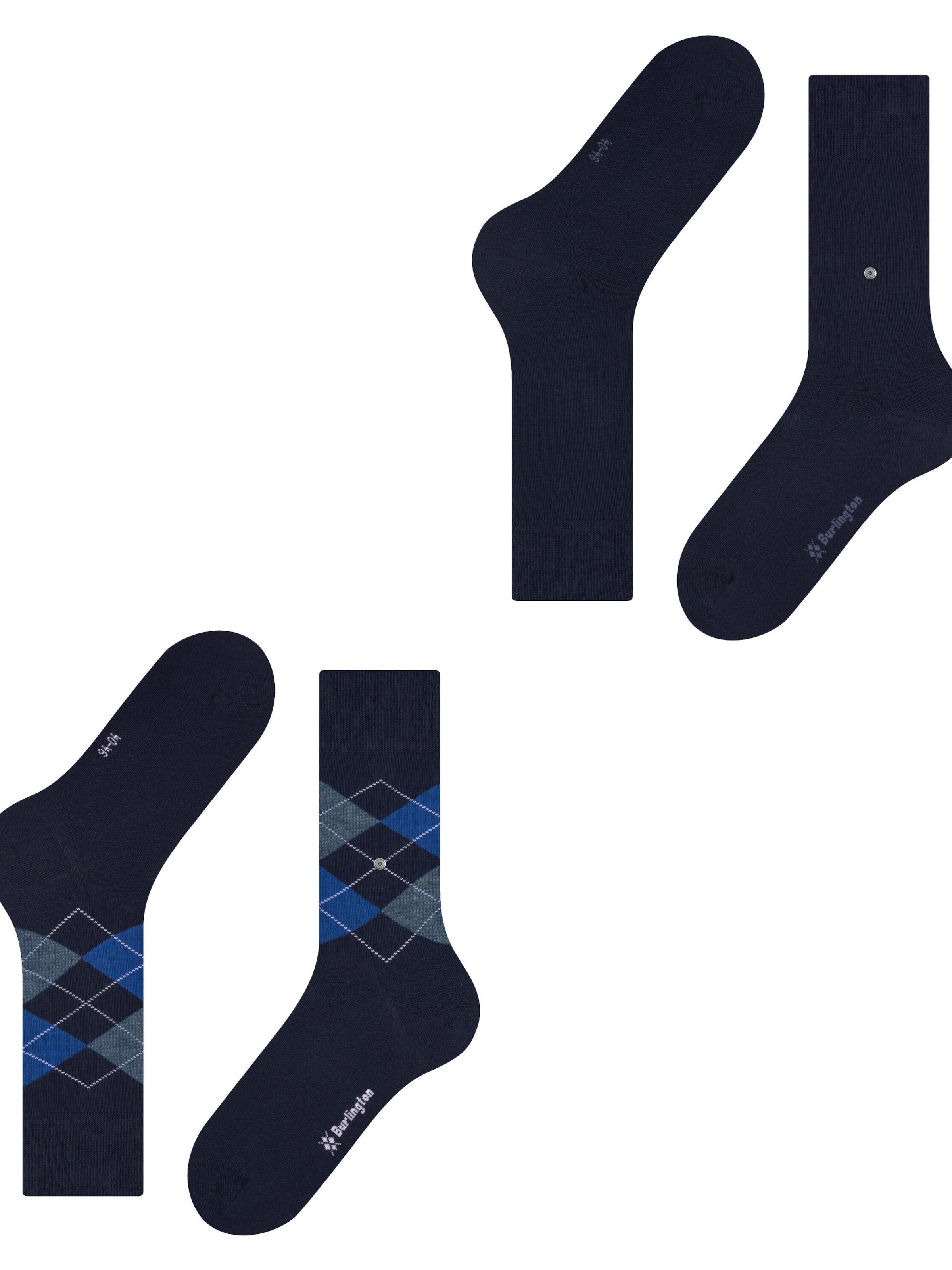 BURLINGTON Socks 'Everyday Argyle Mix 2-Pack' in Blue
