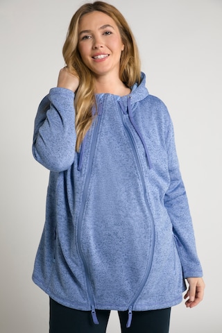 Ulla Popken Zip-Up Hoodie in Blue: front