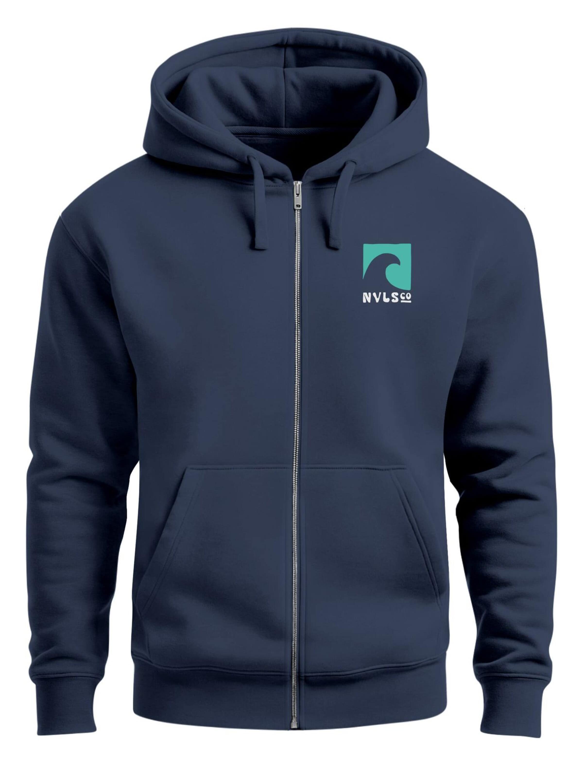 Neverless Zip-Up Hoodie 'California Surf' in Blue: front