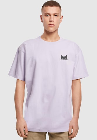 Merchcode - Camiseta 'Halloween - Cat' en lila: frente