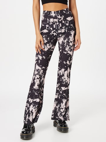 Nasty Gal Flared Trousers 'Tie Dye' in Pink: front