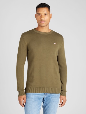 Tommy Jeans Trui 'ESSENTIAL' in Groen: voorkant