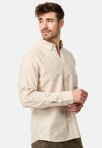 INDICODE JEANS Regular fit Button Up Shirt 'Theon' in Beige