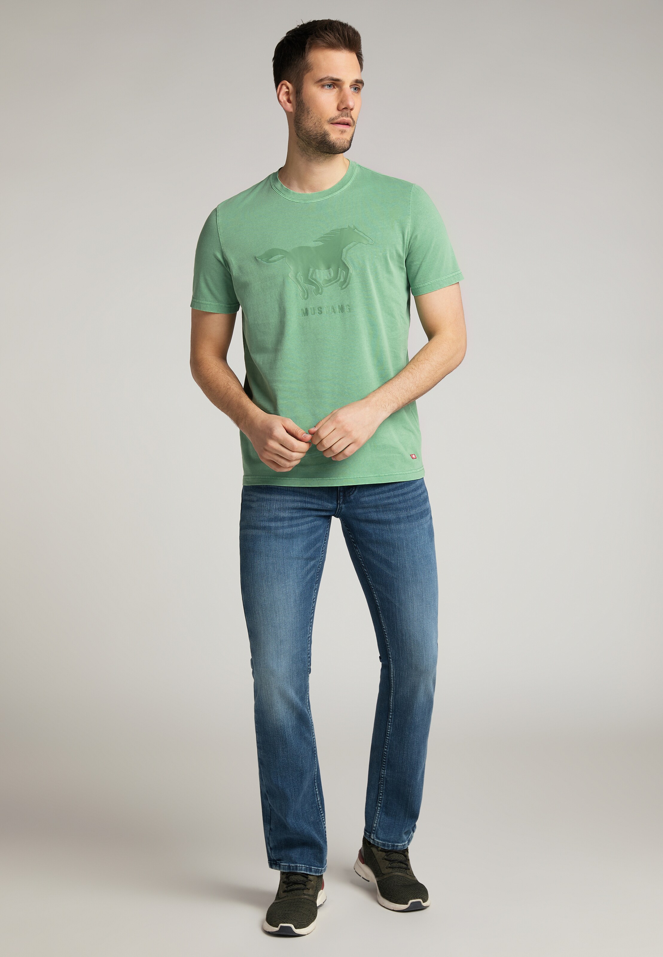 Männer Große Größen MUSTANG Shirt in Hellgrün - TZ67152 Männer Große Größen MUSTANG Shirt in Hellgrün - TZ67152