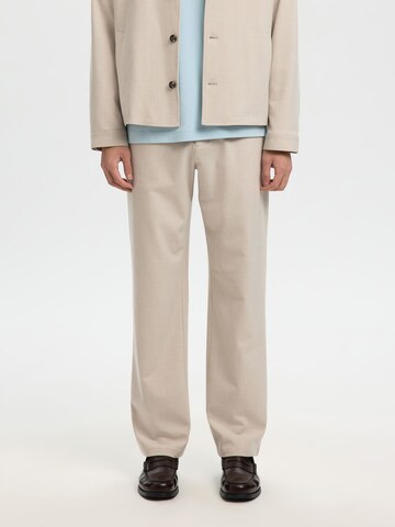 SELECTED regular Lærredsbukser 'SLHROBERT' i beige: forside