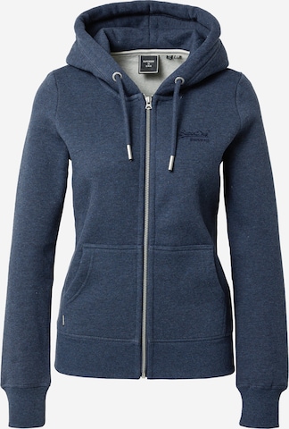 Veste de survêtement Superdry en bleu : devant