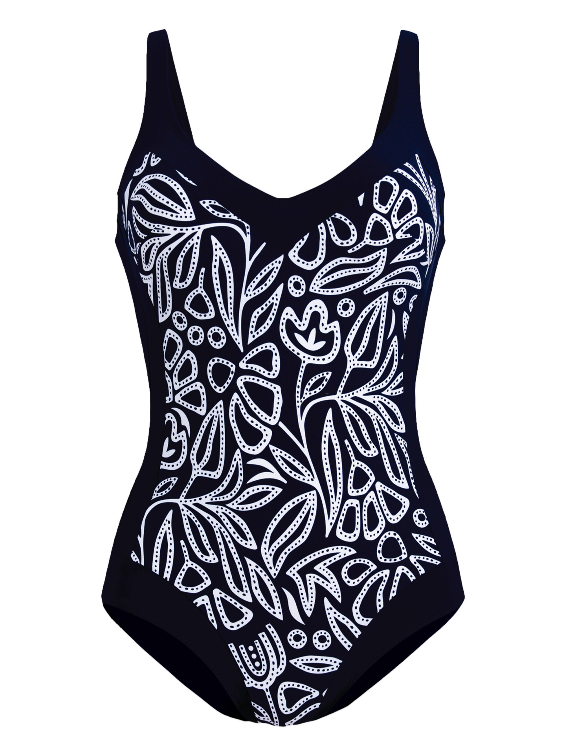 ANITA Badpak 'Flower Dots' in Blauw: voorkant