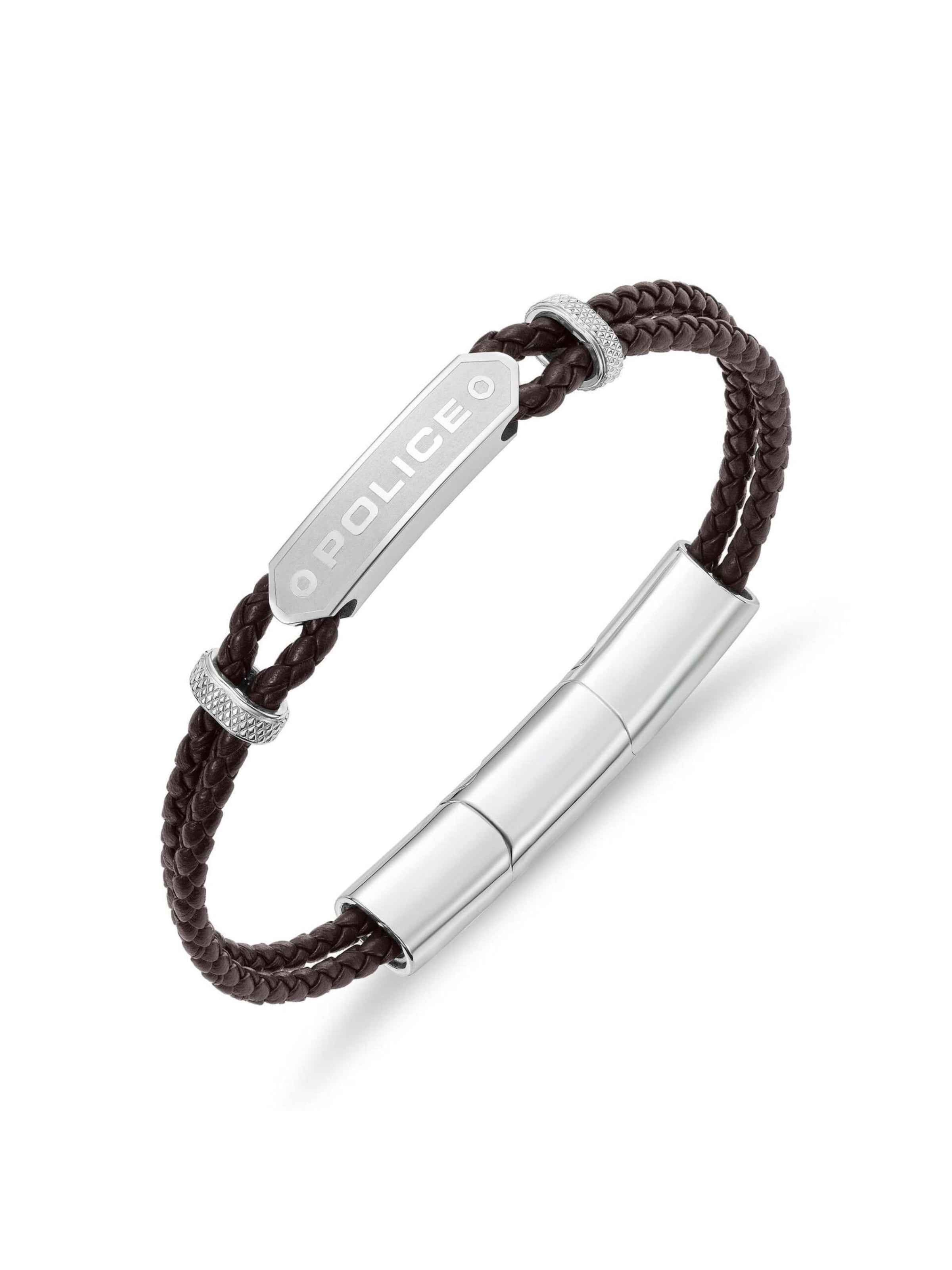 POLICE Bracelet 'Twincord' in Brown: front