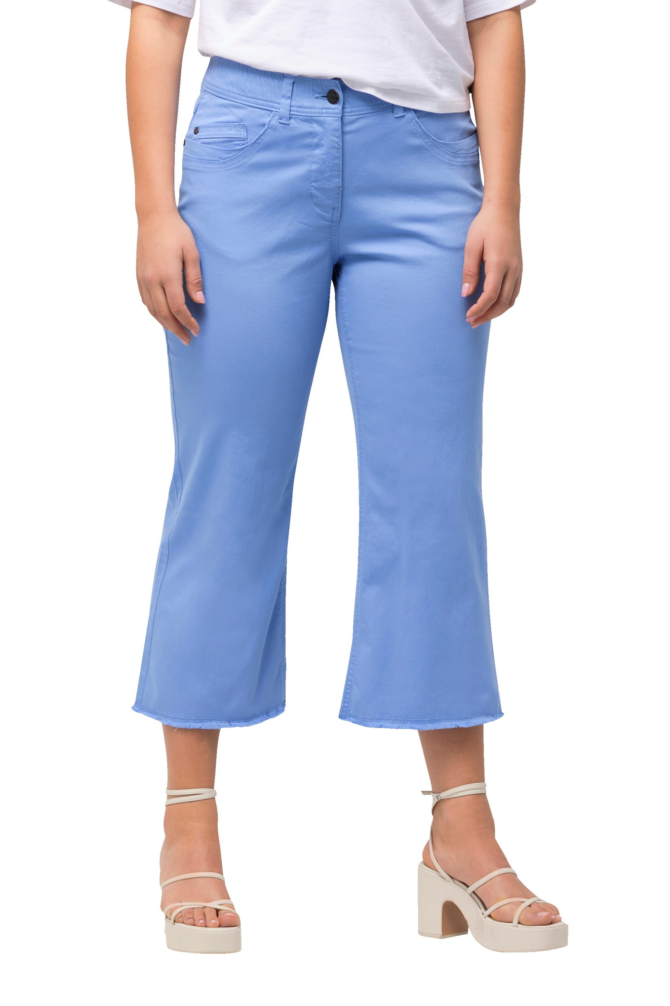 Ulla Popken Wide leg Jeans in Blauw: voorkant