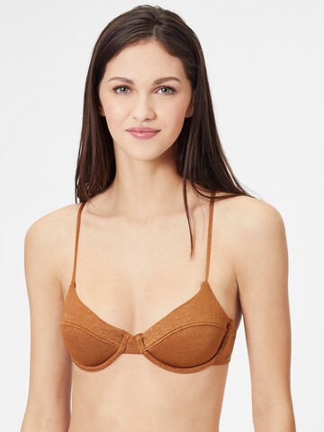 RIP CURL T-shirt Bikini Top in Brown: front