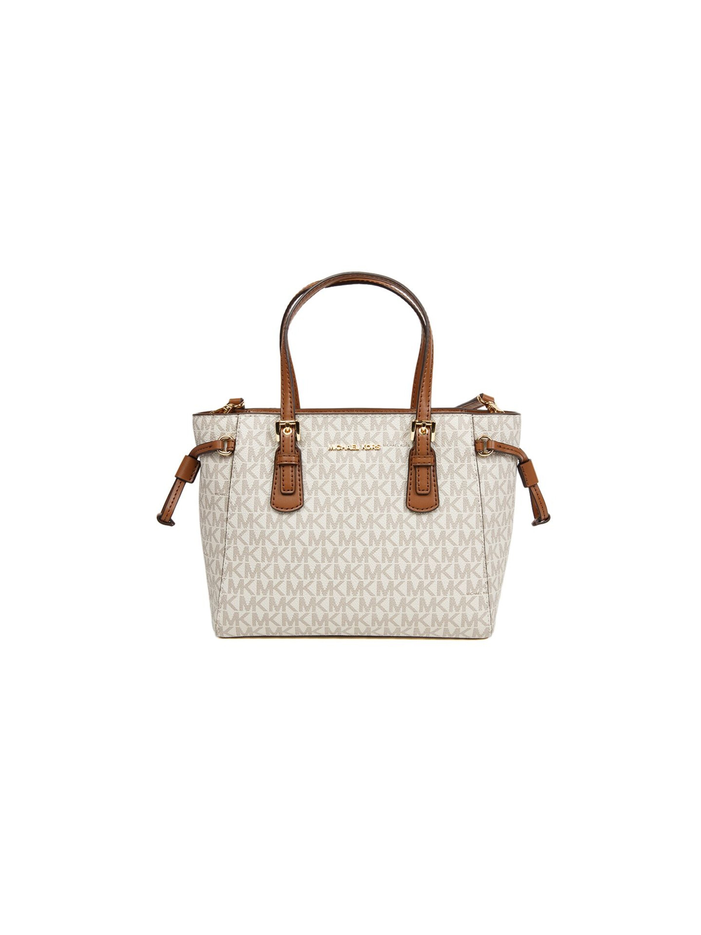 Michael Kors - Bolso de mano 'Voyager Extra-Small Convertible Top-Zip Tote' en beige: frente