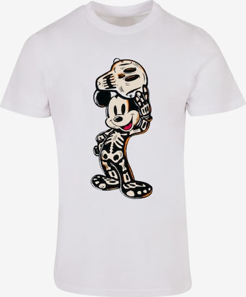 ABSOLUTE CULT T-Shirt 'Mickey Mouse - Skeleton' in Weiß: predná strana
