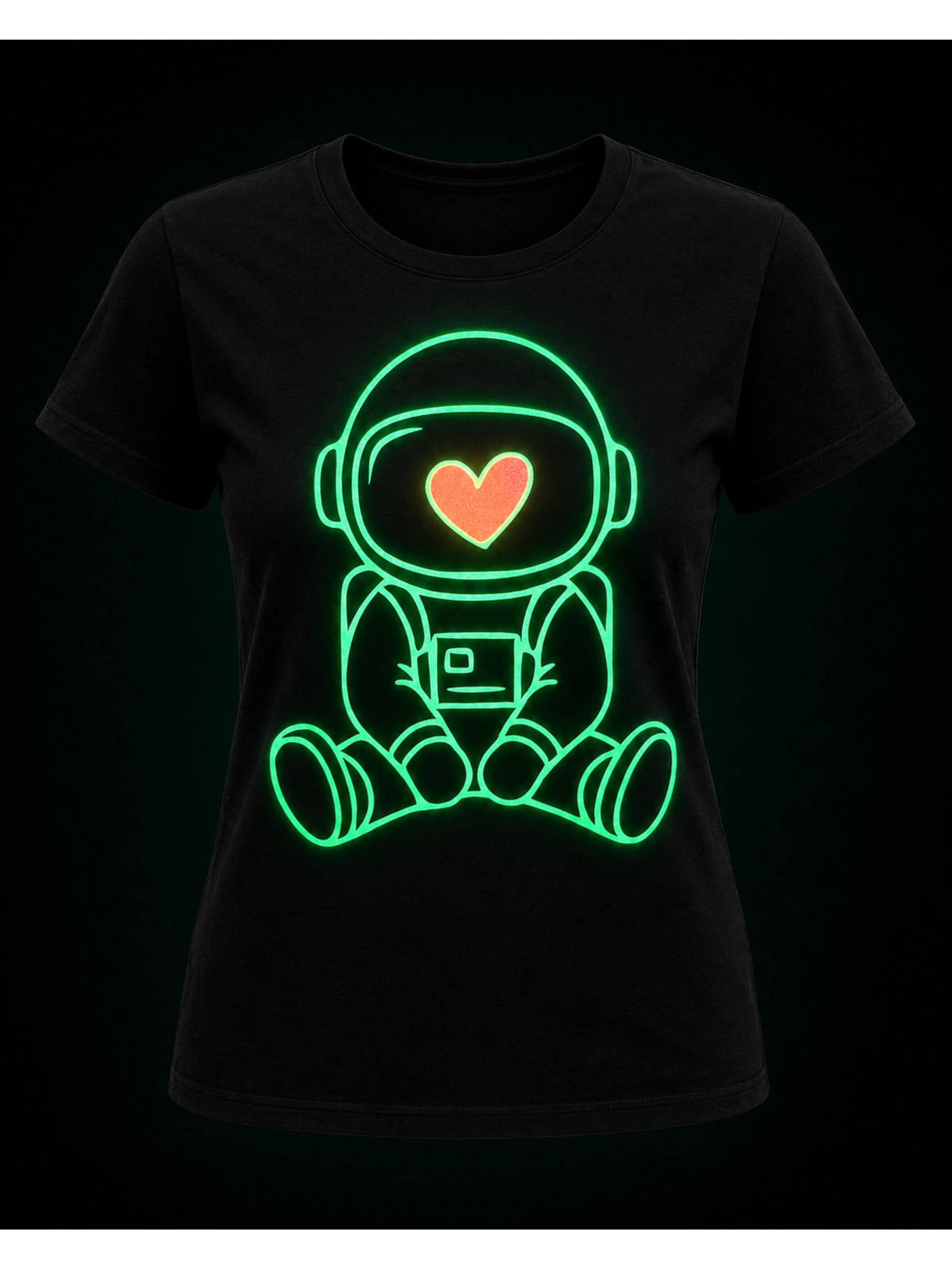 Printdistrict.dk Shirts 'Astronaut Heart' i sort