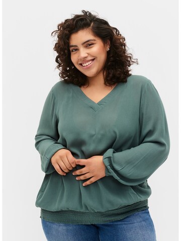 Zizzi Blouse 'VWISMA' in Groen: voorkant