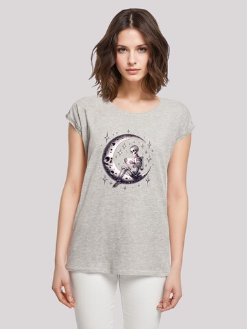 F4NT4STIC Shirt 'Gothic Valentinstag Skelett Mond' in Grey: front
