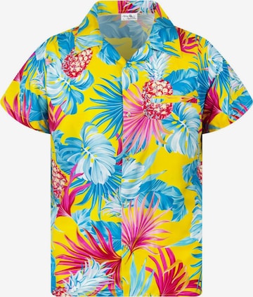 King Kameha Shirt 'Pineapple Leaves' in Gelb: Vorderseite