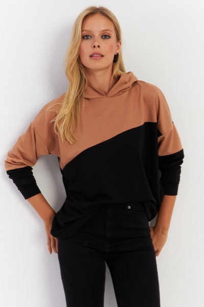 Bluză de molton pe S Cool & Sexy pe maro pueblo / negru, Vizualizare produs