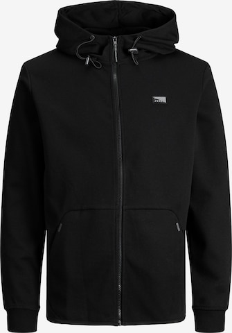 JACK & JONES Zip-Up Hoodie 'Air' in Black: front