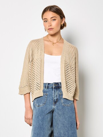 Apricot Knitted Open Cardigan ' ' in Gelb: Vorderseite