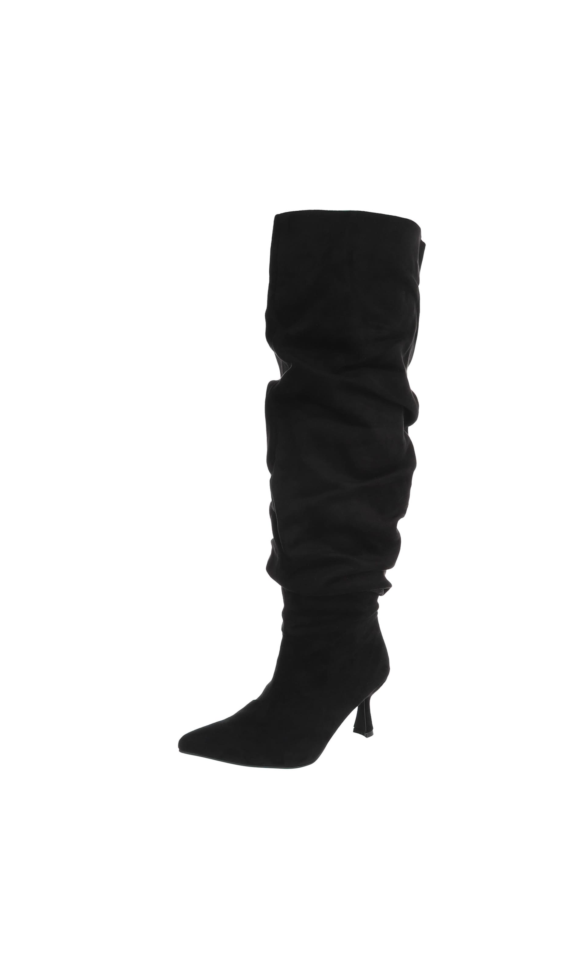 Ital-Design Overknees in Schwarz: Vorderseite