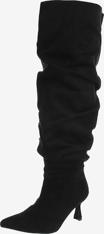 Ital-Design Overknees in Schwarz: Vorderseite