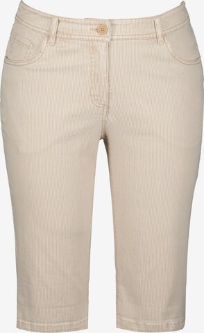 Ulla Popken Skinny Broek in Beige: voorkant