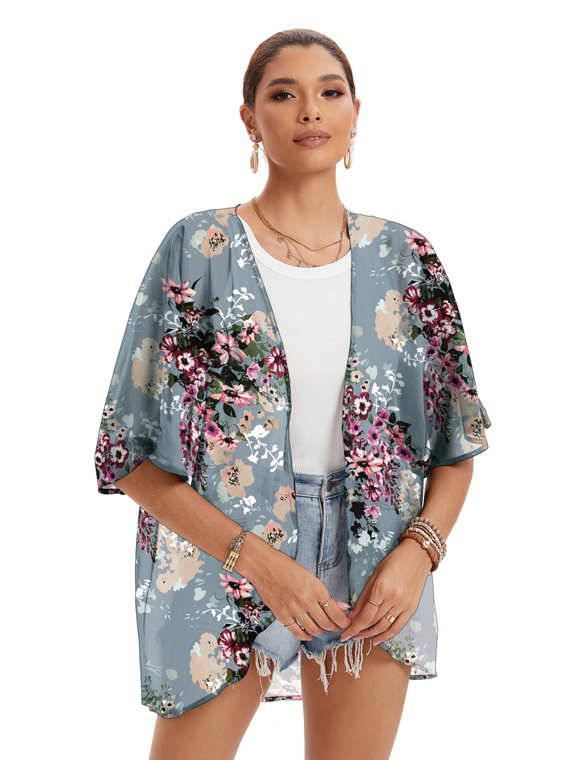 MEETWEE Kimono 'Cover Up Top' in Blue