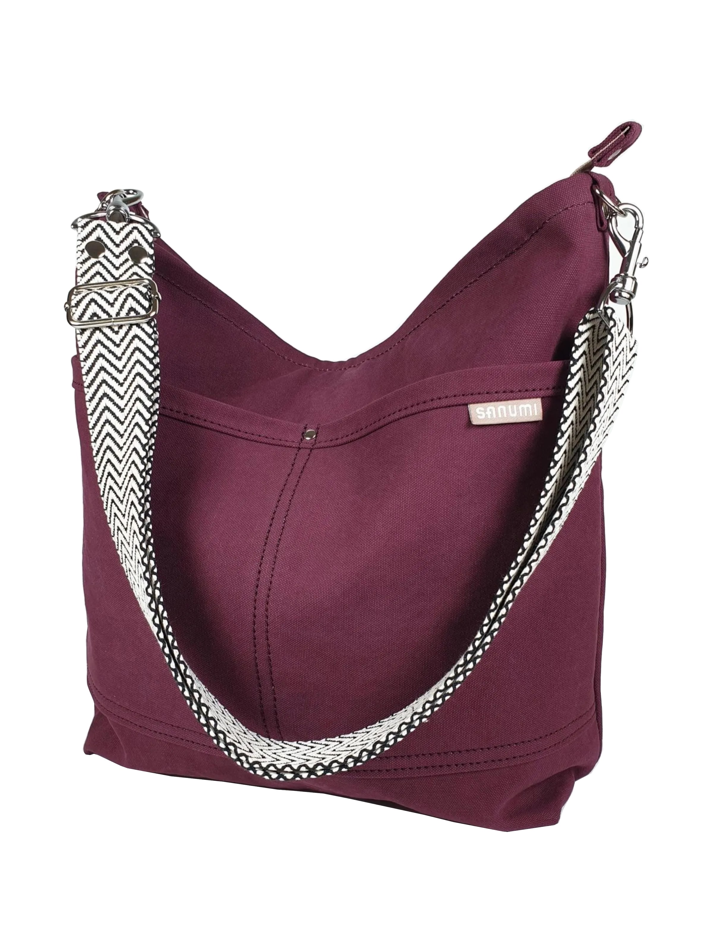 SANUMI Crossbody Bag 'Canvas Hobobag' in Red: front