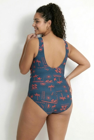Ulla Popken Bralette Swimsuit in Blue