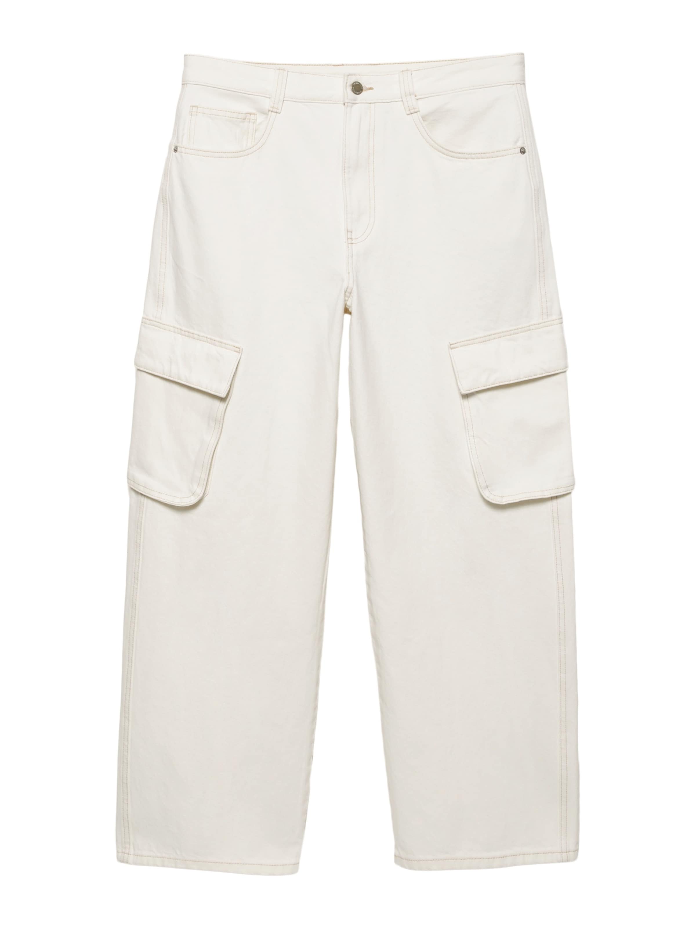 Pull&Bear Jeans cargo en blanc cassé, Vue avec produit