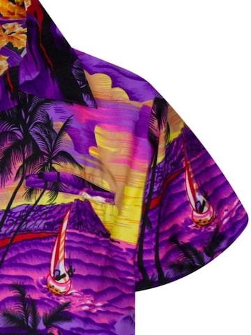 King Kameha Regular fit Button Up Shirt 'Surf' in Purple