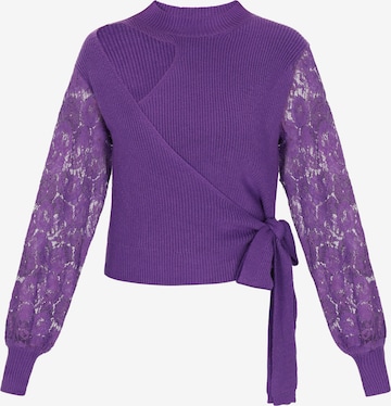 Pull-over faina en violet : devant