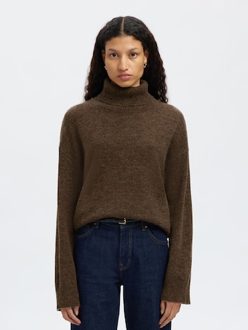 Pull-over 'SLFLulu' SELECTED en marron : devant