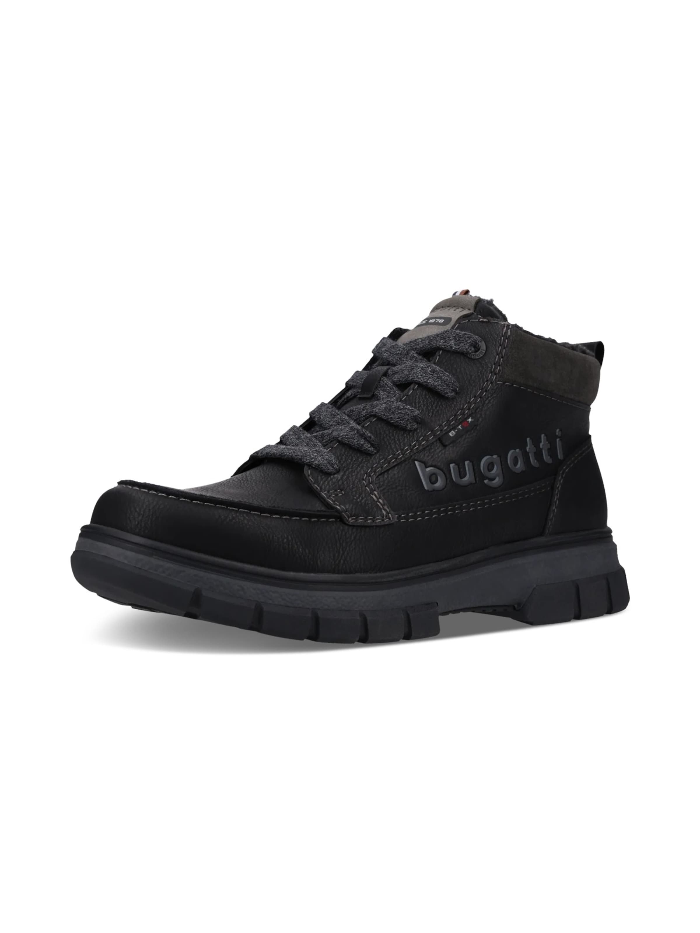 Boots stringati di bugatti in nero: frontale