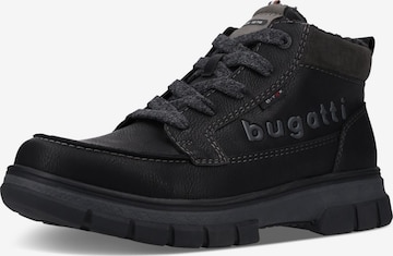 Boots stringati di bugatti in nero: frontale