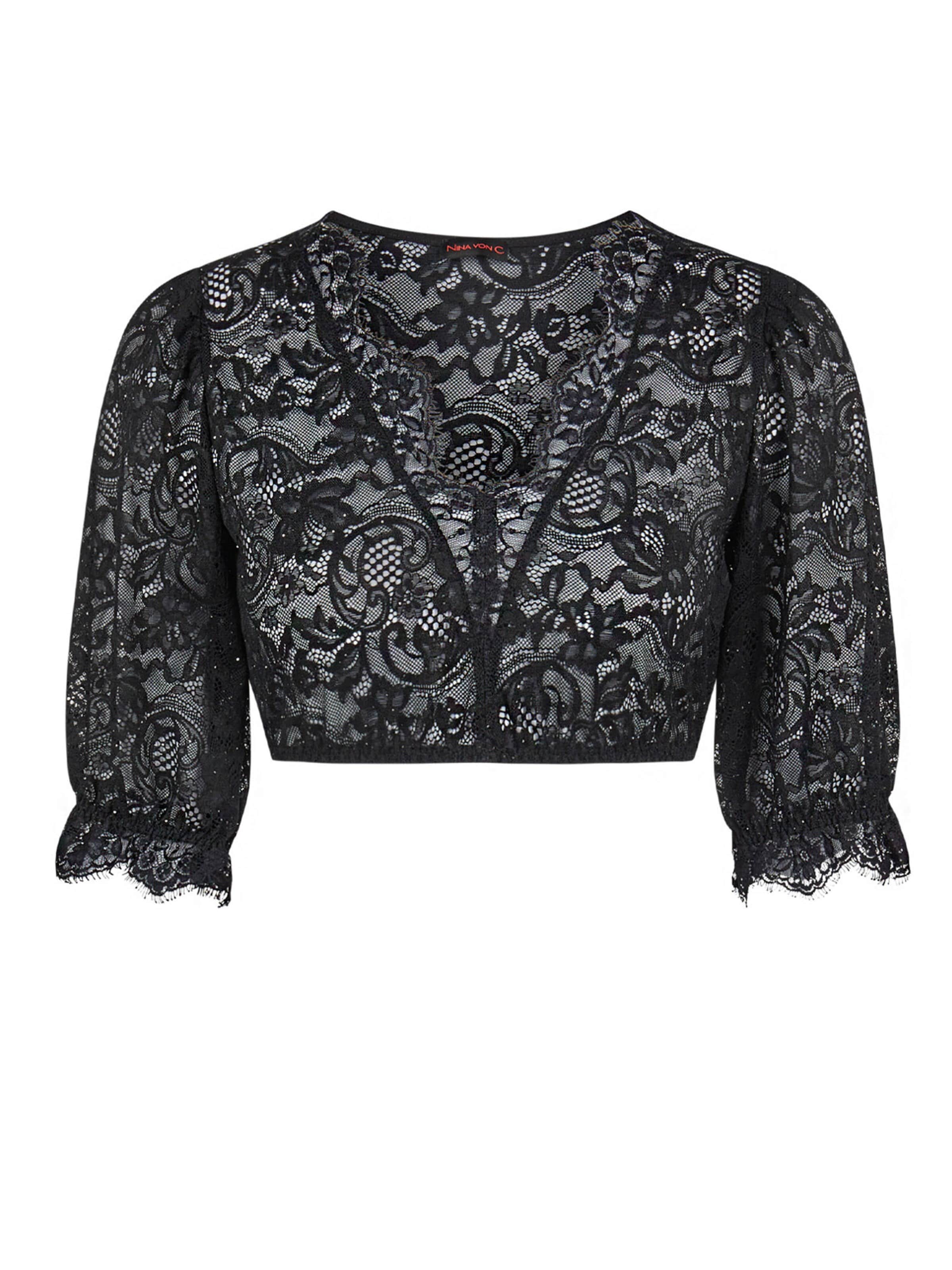 Nina von C. Trachtenbluse 'Celine'‌‌‌‌‌ in Schwarz: Vorderseite