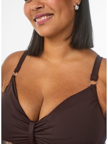 Swim by Zizzi Bustier Bikini felső 'Basic' - barna