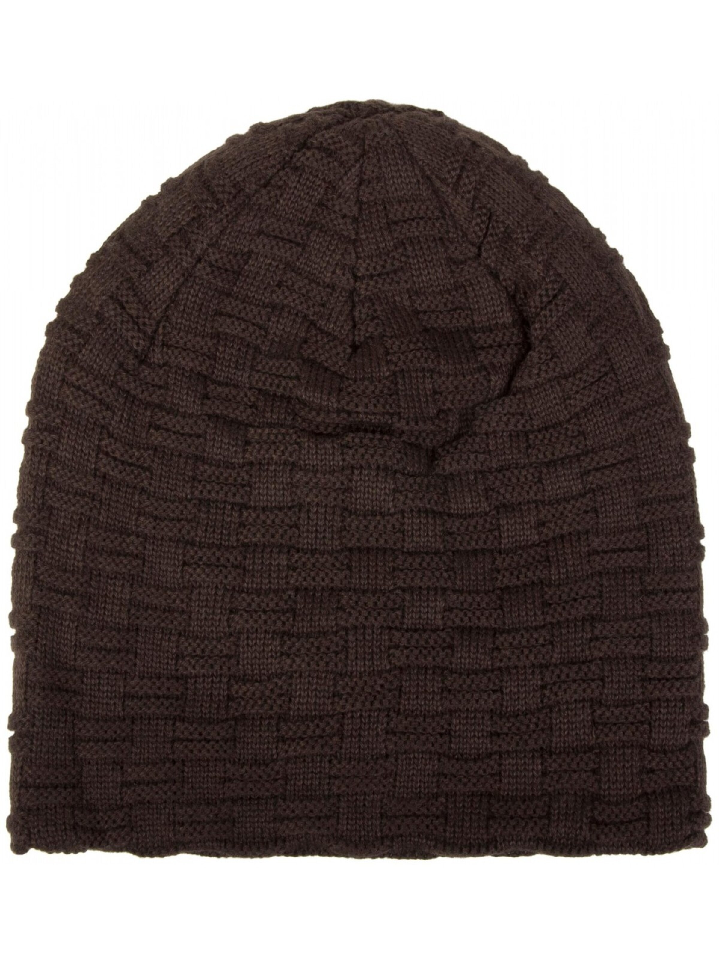 styleBREAKER Mütze 'Feinstrick Beanie mit Flecht Muster und Teddyfleece'‌ in Braun