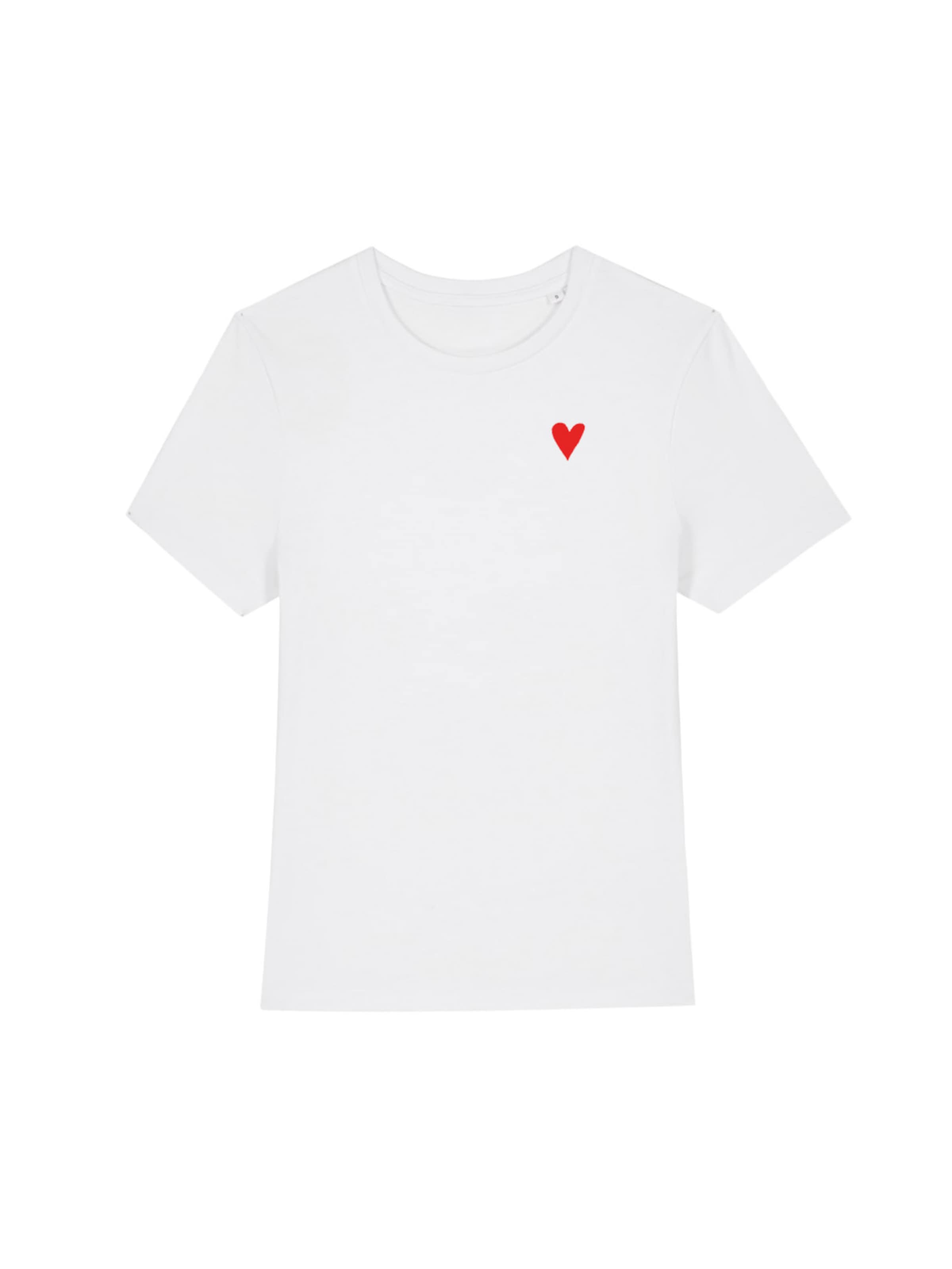 Kultgut Shirt 'Little red heart' in White: front