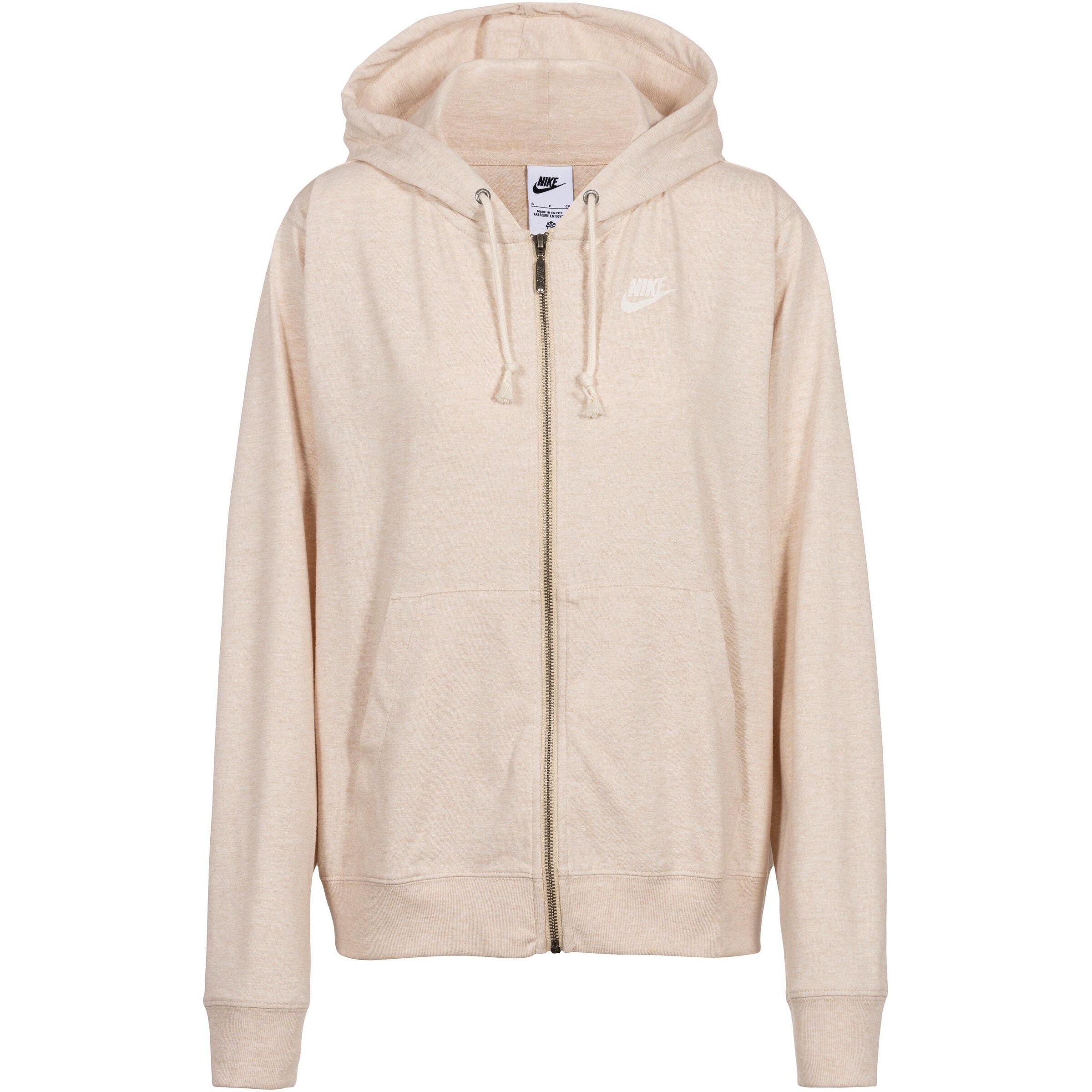 Nike Sportswear Zip-Up Hoodie in Beige: front