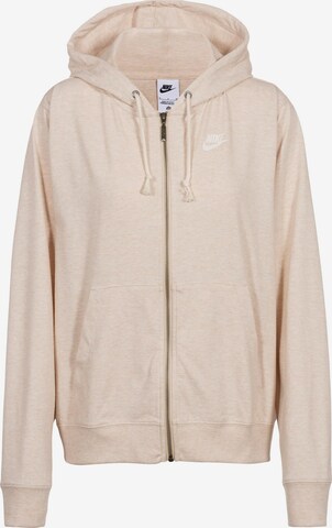 Nike Sportswear Zip-Up Hoodie in Beige: front