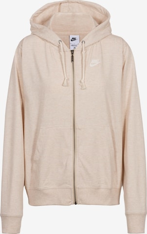 Nike Sportswear Zip-Up Hoodie in Beige: front