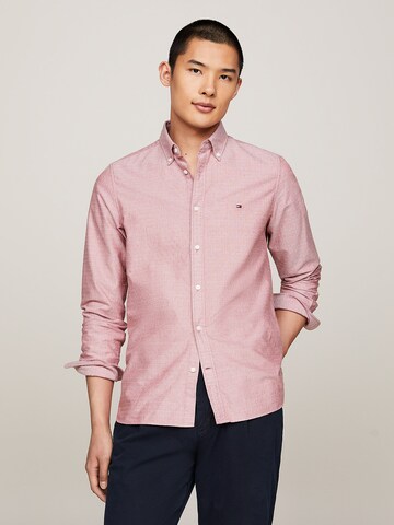 TOMMY HILFIGER Slim fit Button Up Shirt 'Dobby' in Pink: front