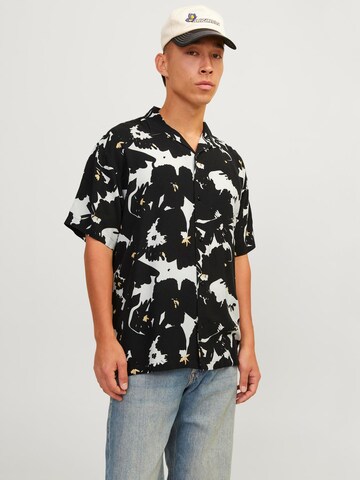 JACK & JONES Comfort fit Button Up Shirt 'Luke Aruba' in Black: front