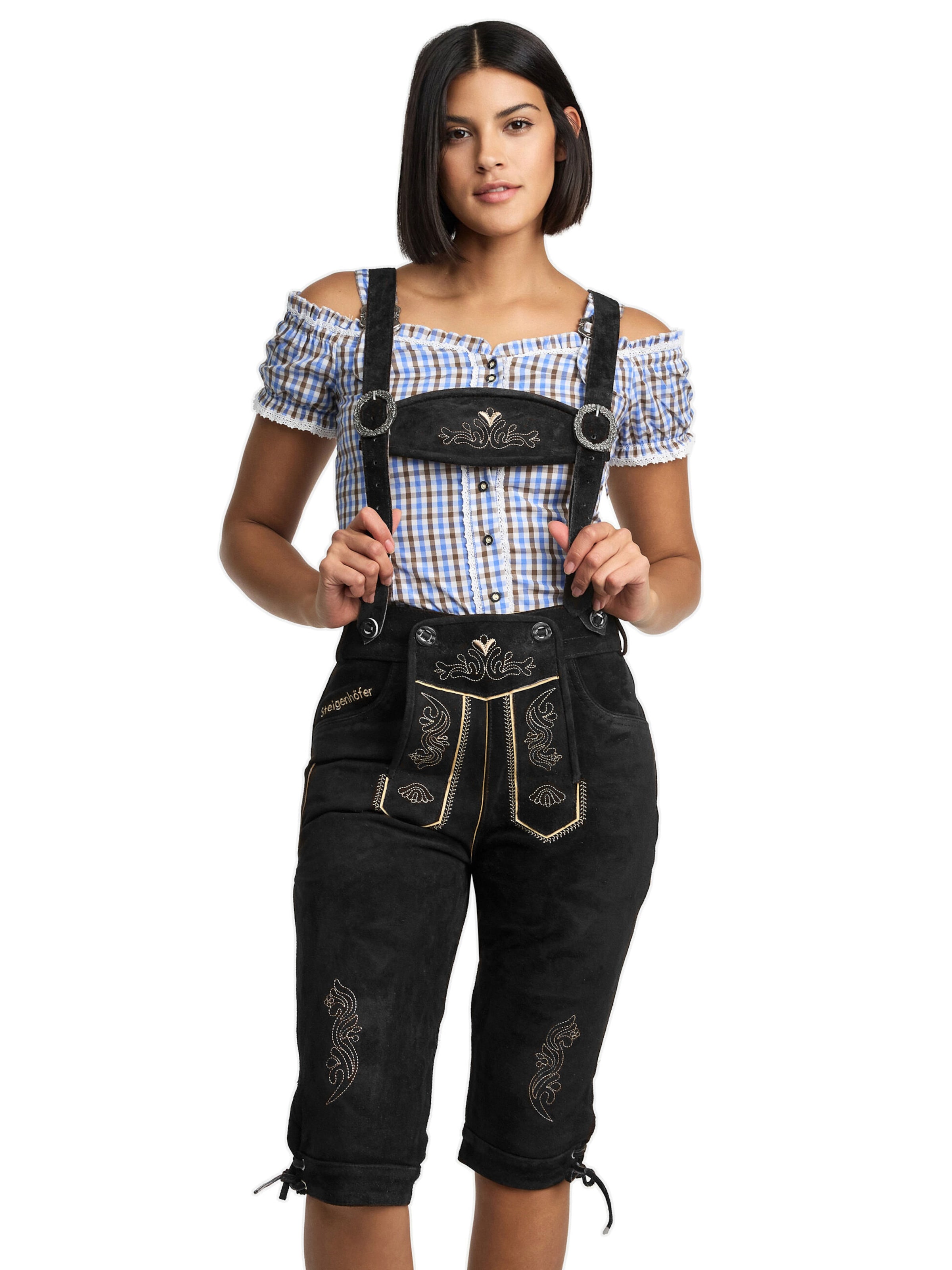 Steigenhöfer Regular Traditional Pants 'Clara' in Black: front